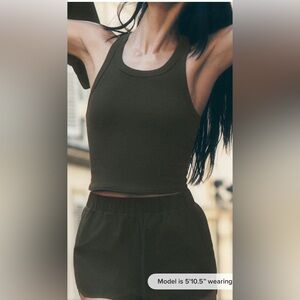 Alo Yoga Goddess Ribbed Go-To Tank - Green Olive S sold out limited color